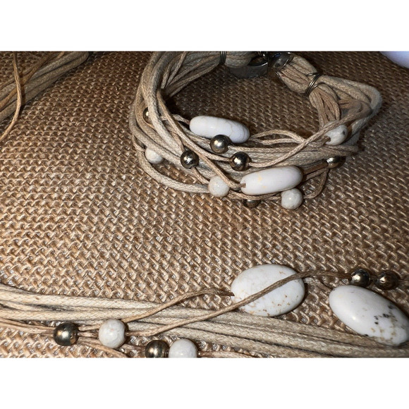 Wendell August Forge Metal & Stone Handmade Vintage Necklace & Bracelet Set - Picture 6 of 11